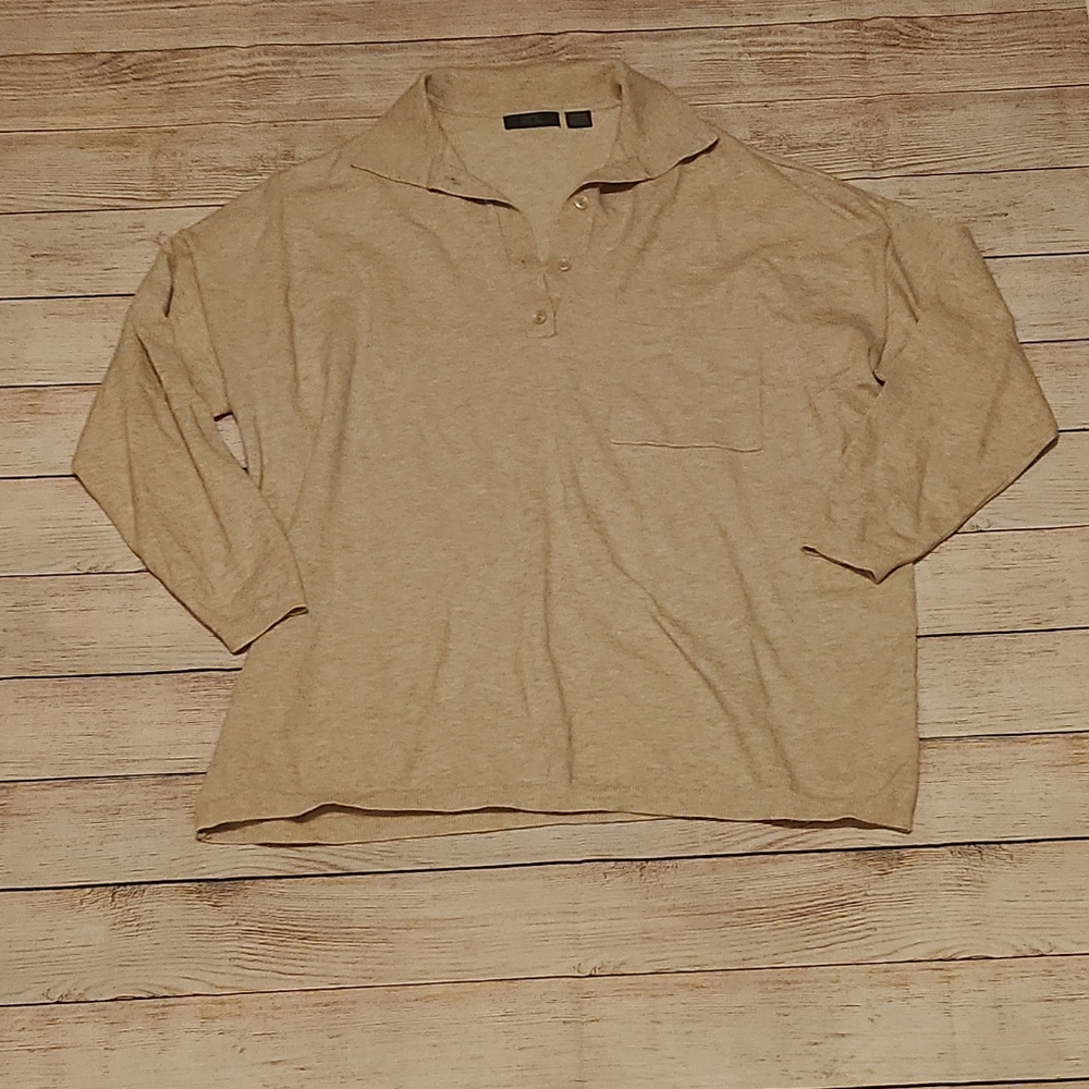 RDI Oversized Beige Collar Long Sleeve Top
